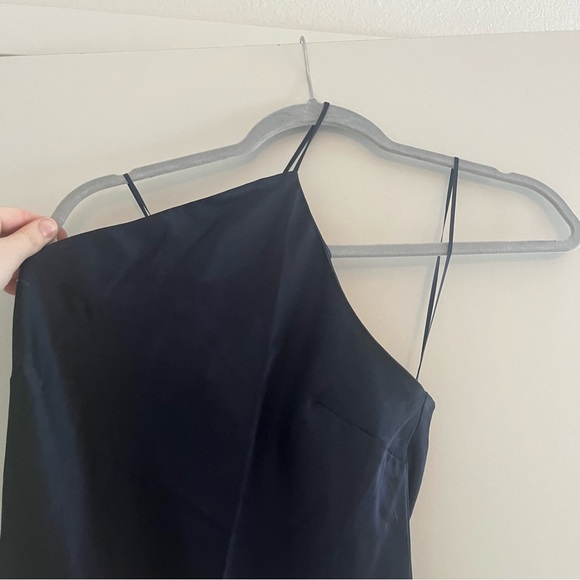 Satin cross back one shoulder dress - Picture 4 of 5